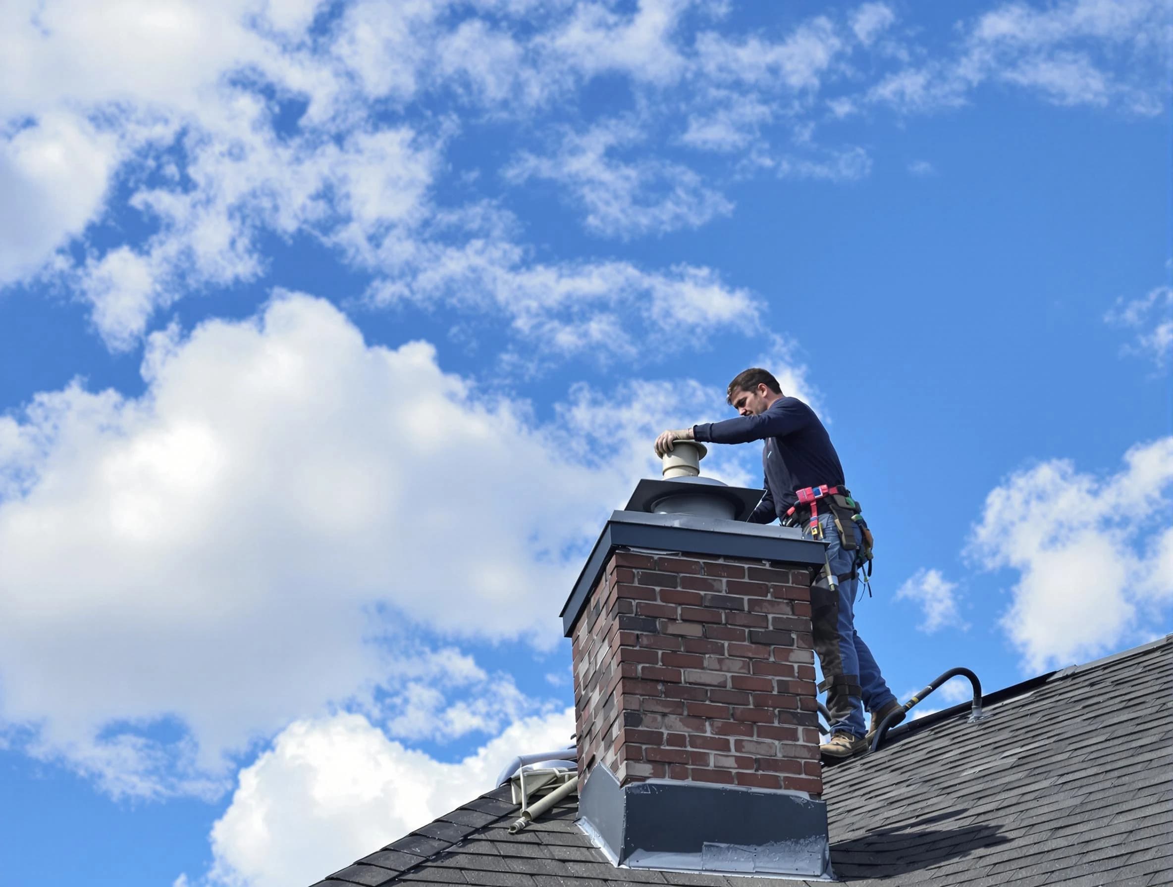 Salt Lake City Chimney Sweep installing a sturdy chimney cap in Salt Lake City, UT