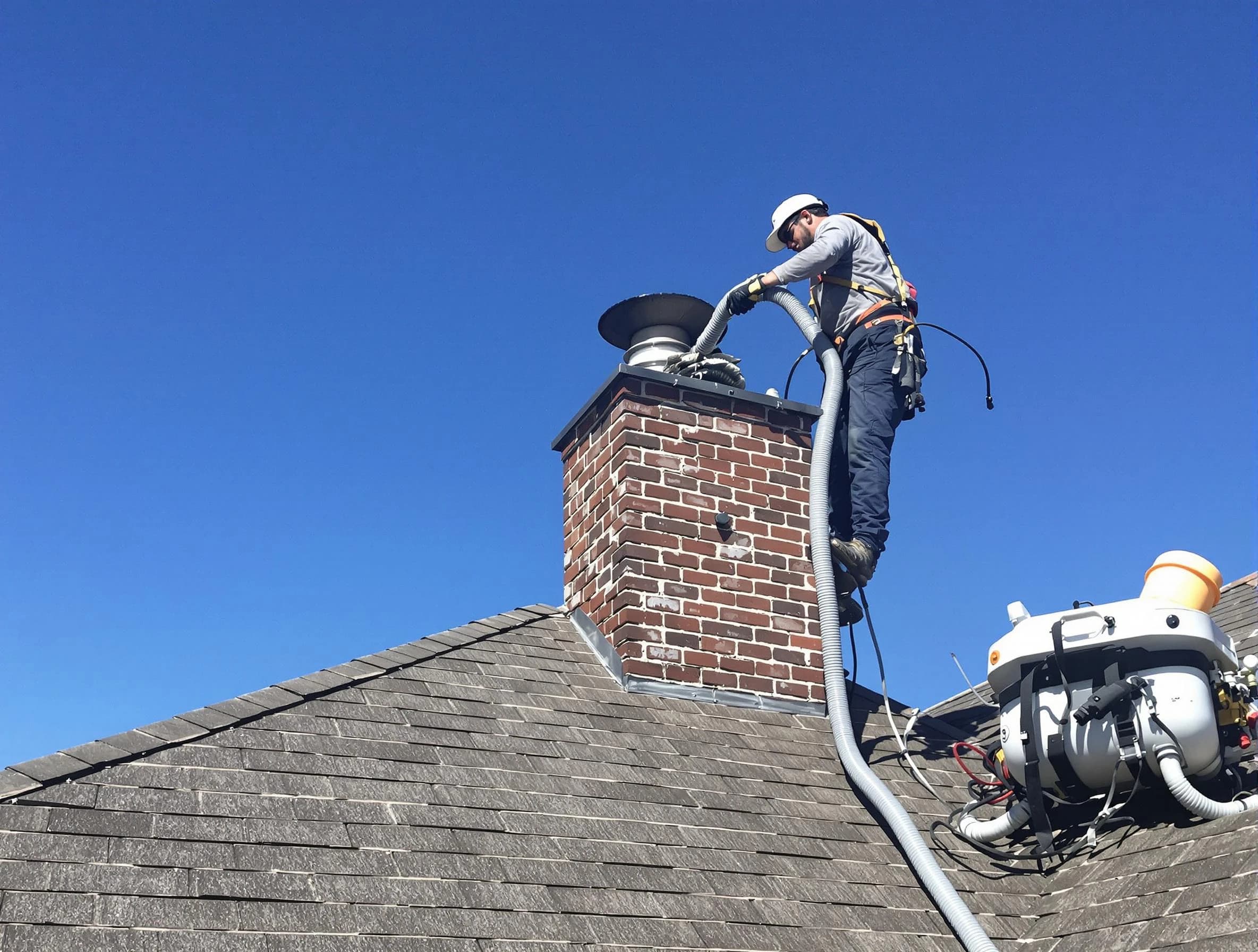 Dedicated Salt Lake City Chimney Sweep team member cleaning a chimney in Salt Lake City, UT