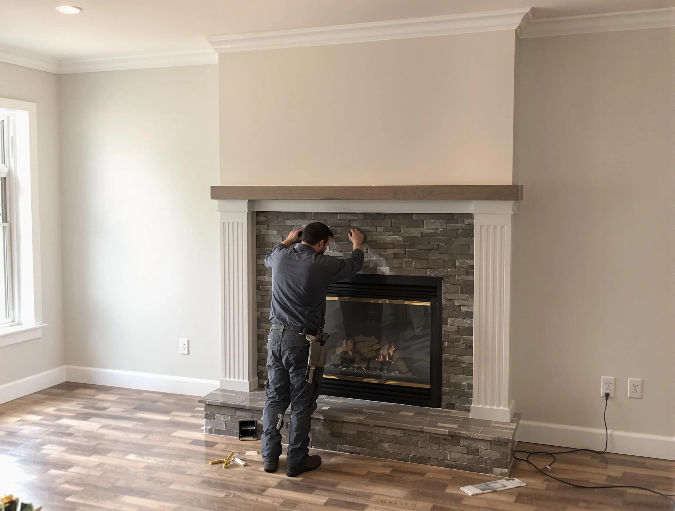 Salt Lake City Chimney Sweep finishing a custom fireplace install in Salt Lake City, UT