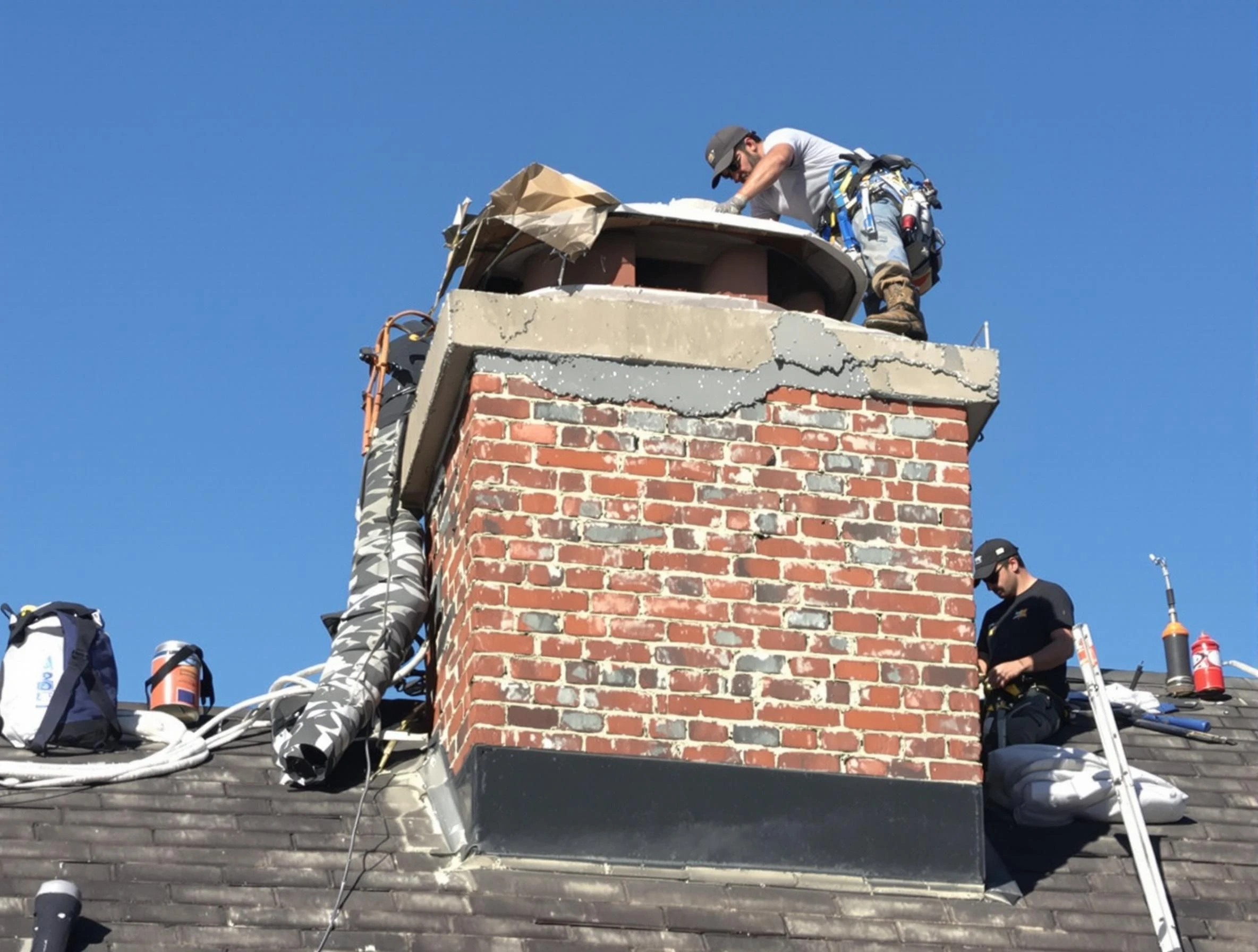 Salt Lake City Chimney Sweep installing a custom chimney crown in Salt Lake City, UT