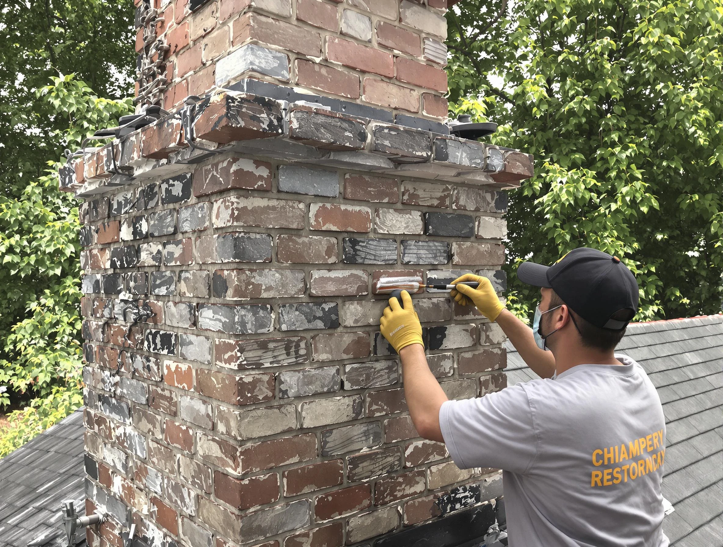 In-progress chimney restoration by Salt Lake City Chimney Sweep in Salt Lake City, UT
