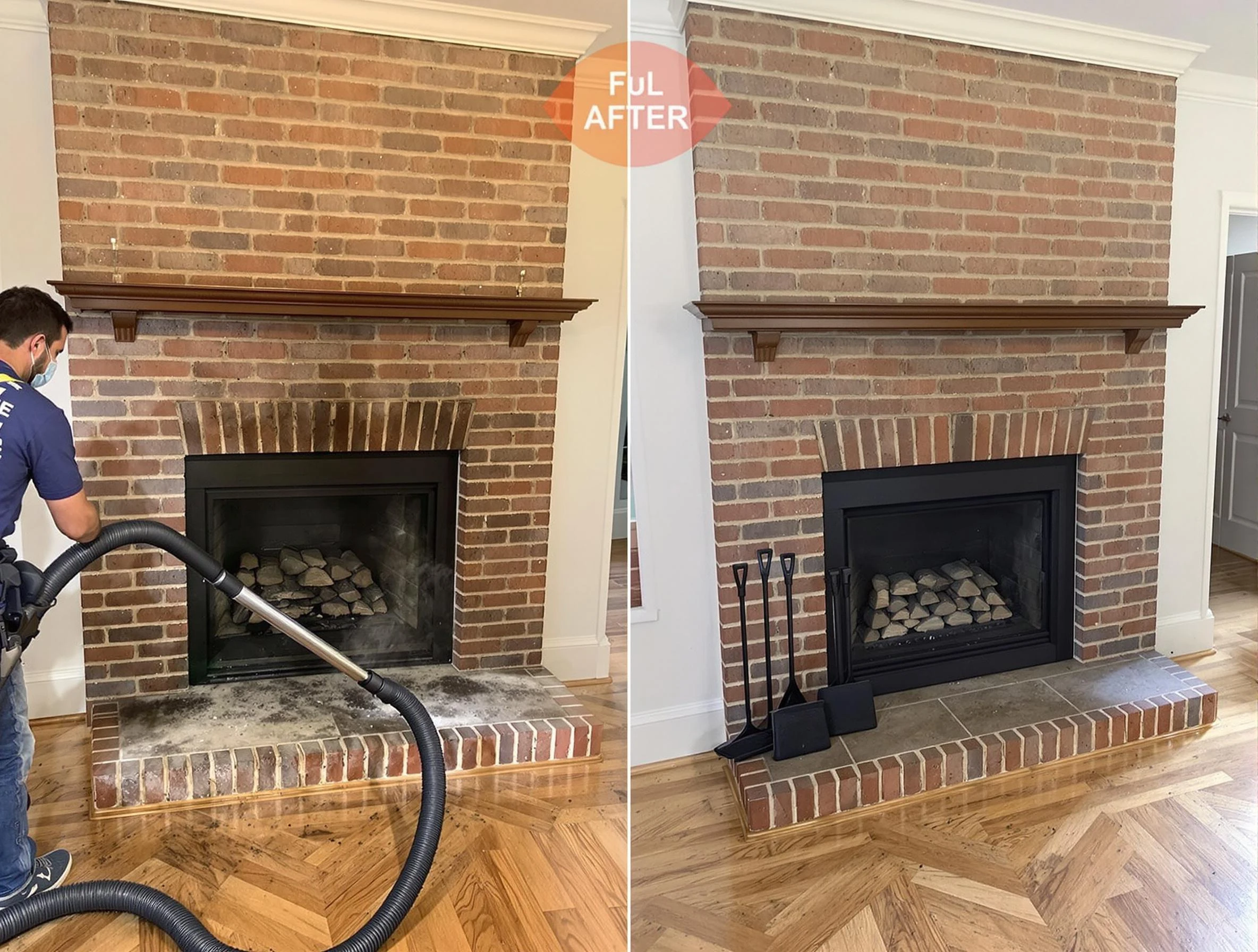 Salt Lake City Chimney Sweep carefully sanitizing a fireplace in Salt Lake City, UT